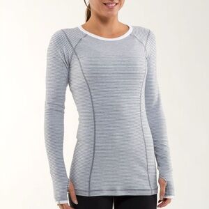 Lululemon run turn around long sleeve Women's Striped Long Sleeve Top - Gray